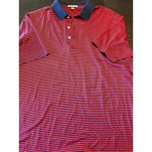 Peter Millar XL Polo Shirt Red & Navy Striped Golf Casual Cotton‎